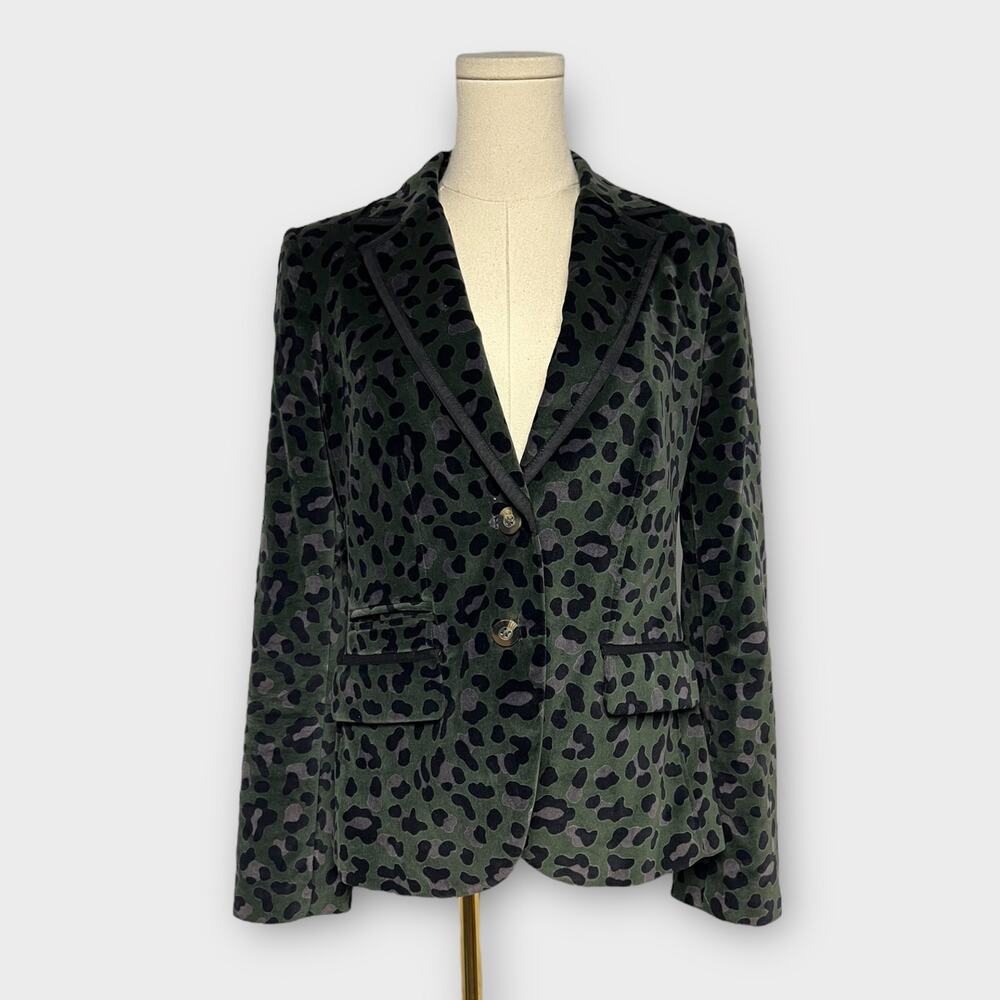 Boden Velvet Leopard Print Double Button Blazer S… - image 1